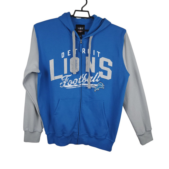 NFL Detroit Lions Zip Up Hoodie Sweatshirt Blue Grey Graphic Large - Picture 1 of 9